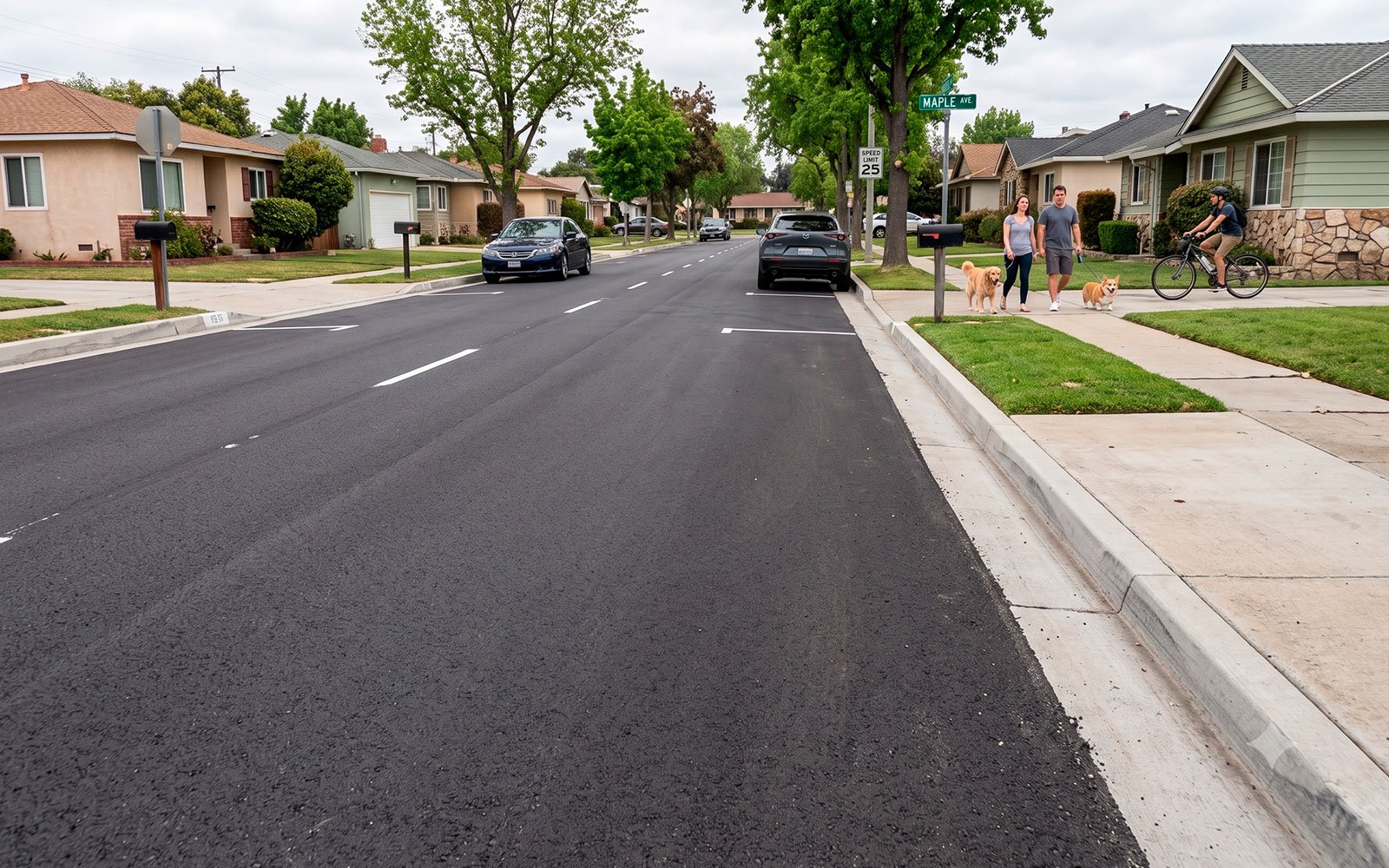 Finished asphalt driveway after resurfacing